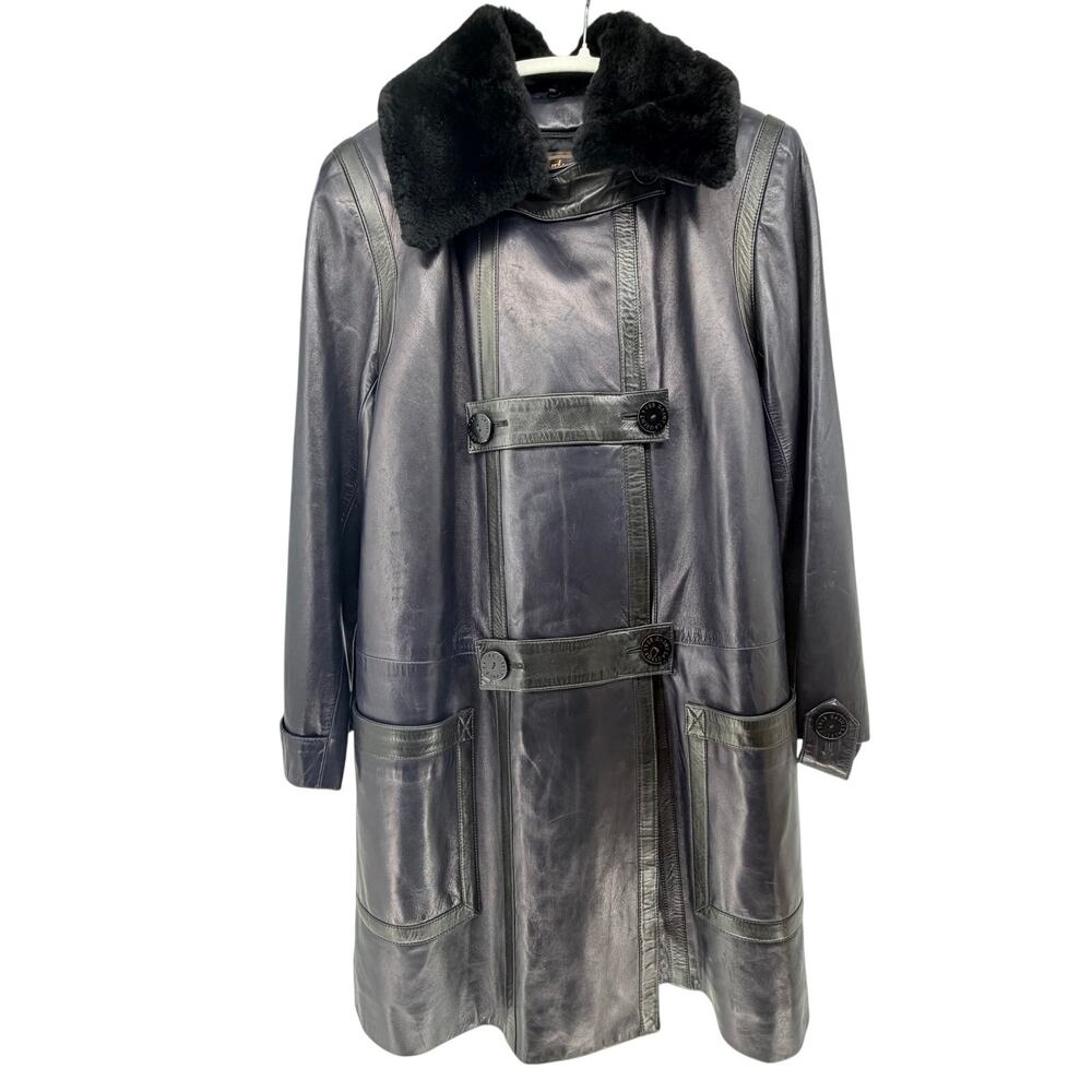 Yves Saint Laurent YSL Fourrures Vintage Leather Fur Collar Trench Coat